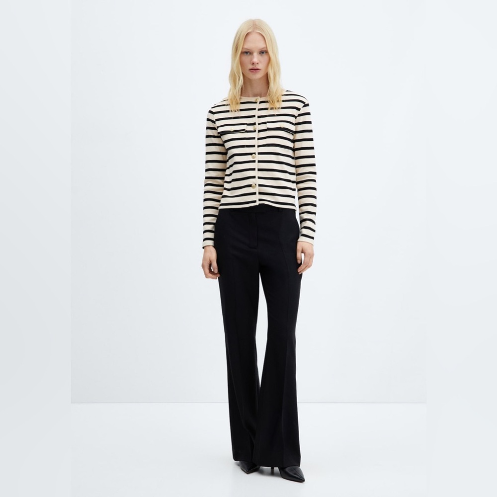 MANGO STRIPED CARDIGAN WITH BUTTONS